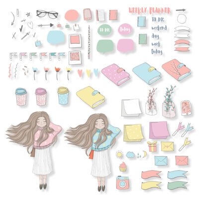 Product picture of the girly planner stickers.