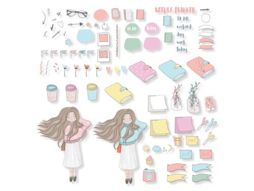 Product picture of the girly planner stickers.