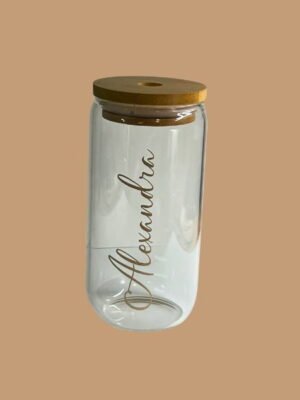 16oz clear glass cup with name