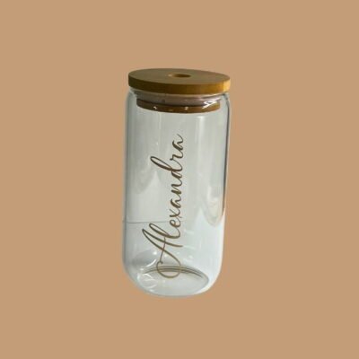 16oz clear glass cup with name