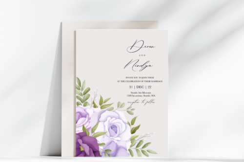 Elegant Purple Floral Wedding Invite