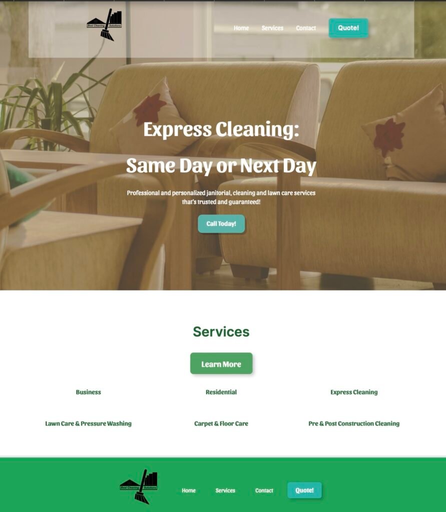 Best Cleaning Solutions landing page