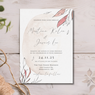 Blush Foliage Wedding Invite mockup