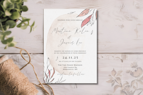 Blush Foliage Wedding Invite mockup