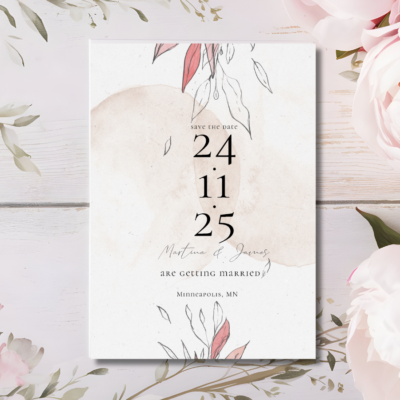 Blush Foliage Wedding Save the Date Mockup