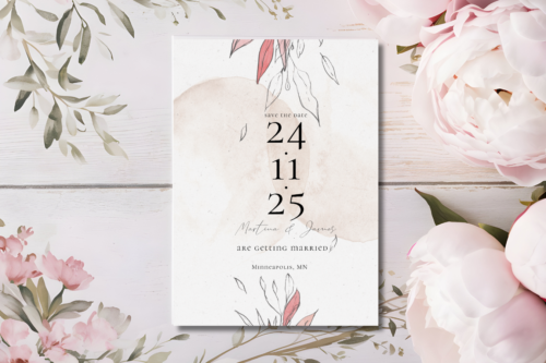 Blush Foliage Wedding Save the Date Mockup