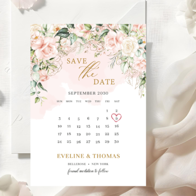 Blush pink Wedding save the date magnet mockup