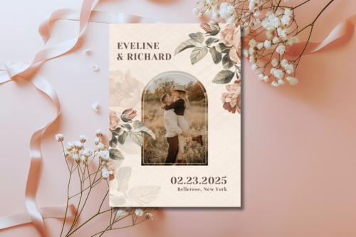 Boho Terracotta Wedding Save the Date Mockup