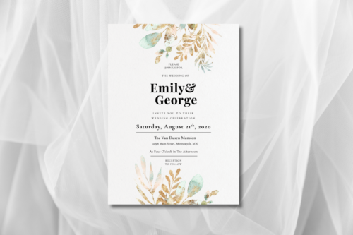 Classy Floral Wedding Invite mockup