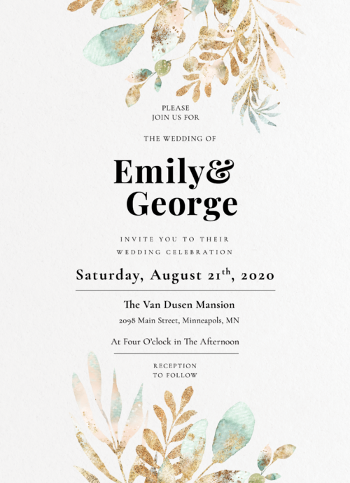 Classy foral wedding invitation