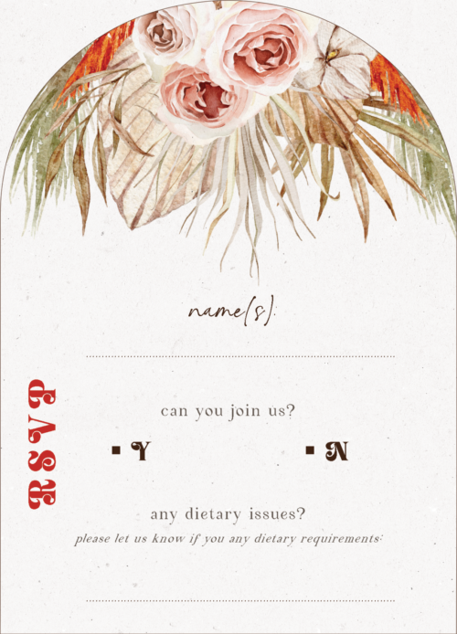 Desert Boho Wedding RSVP