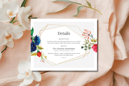 Romantic Floral Wedding Details card