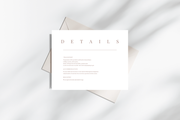 Modern Brown Wedding Details card mockup
