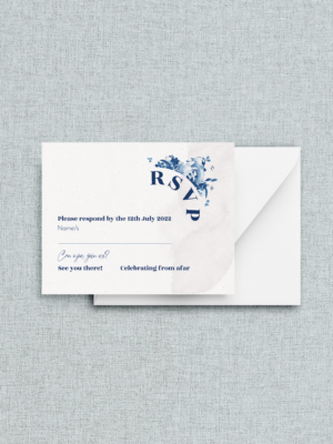 Elegant Delft Blue RSVP Mockup - Designs with Diana