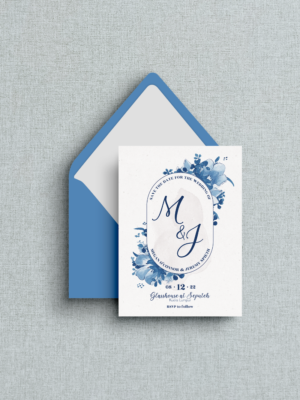 Elegant Delft Blue Save the Date mockup - Designs with Diana