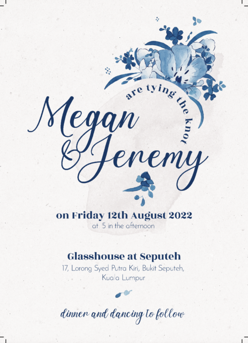 Elegant Delft Blue Wedding Invitation