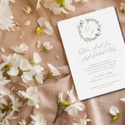 Watercolor Monogram Wedding Invitation Mockup