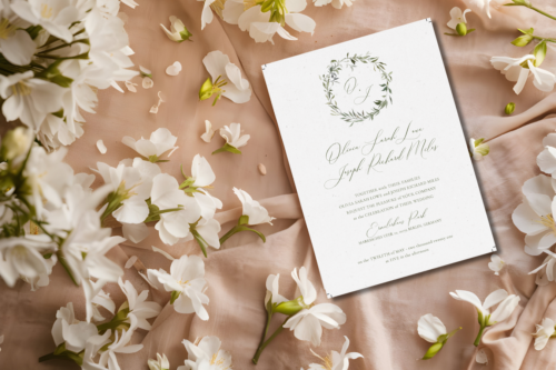 Watercolor Monogram Wedding Invitation Mockup