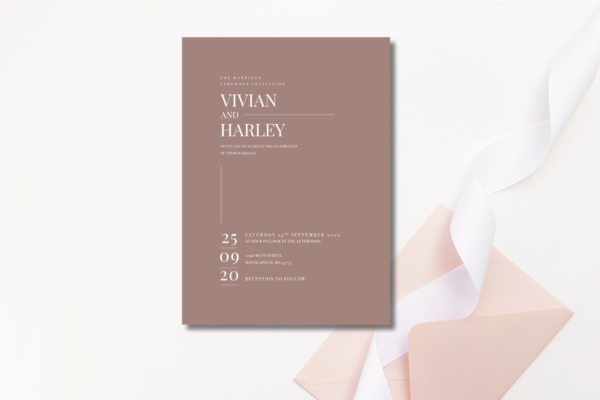 Modern Brown Wedding Invite