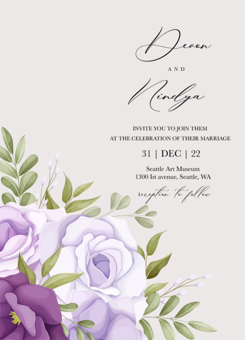 Elegant Purple Wedding Invitation - Image 3