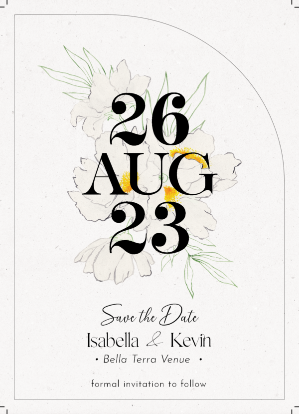 Luxe Floral Outline Wedding Save the Date