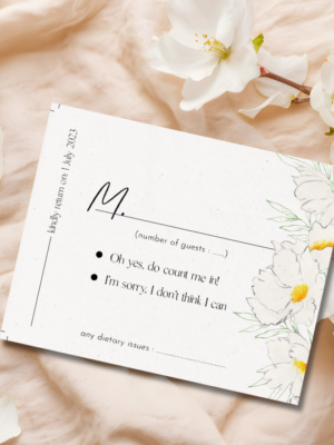 Luxe floral outline RSVP mockup