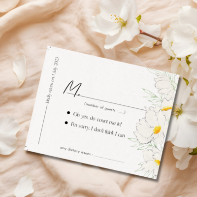 Luxe floral outline RSVP mockup