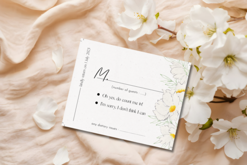 Luxe floral outline RSVP mockup