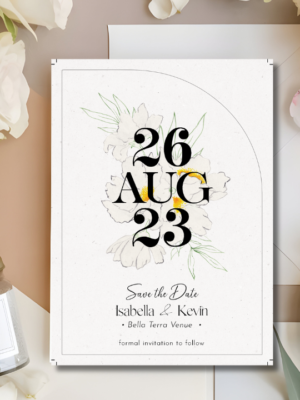 Luxe floral outline Save the date mockup