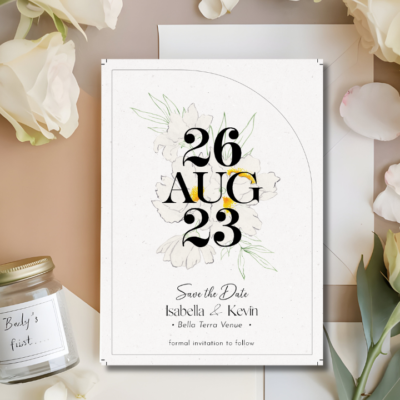 Luxe floral outline Save the date mockup