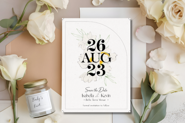 Luxe floral outline Save the date mockup