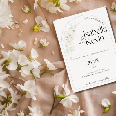 Luxe floral outline invite mockup