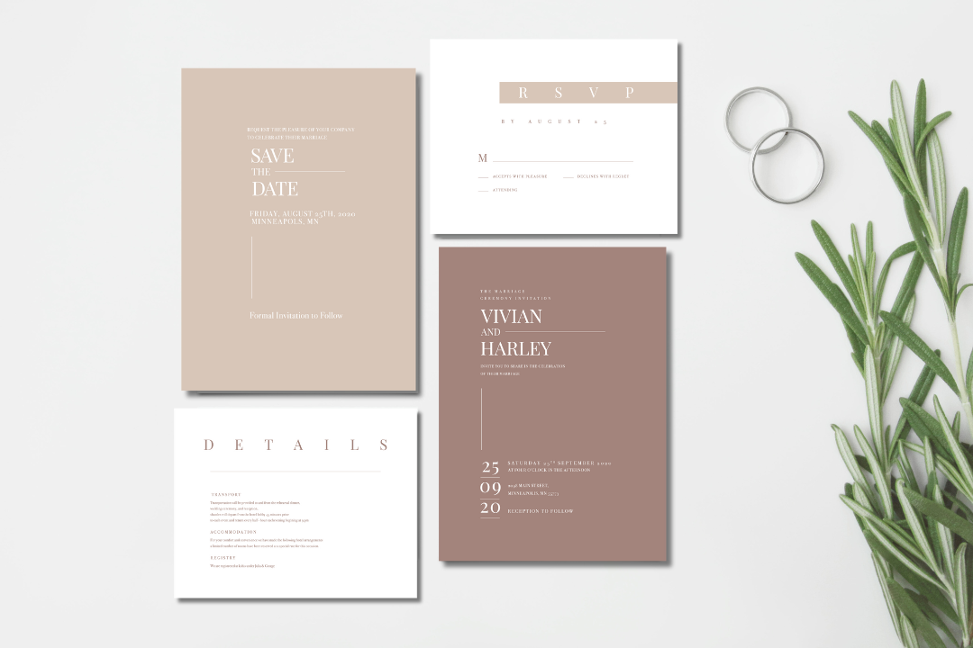 Minimal Brown Wedding Suite mockup