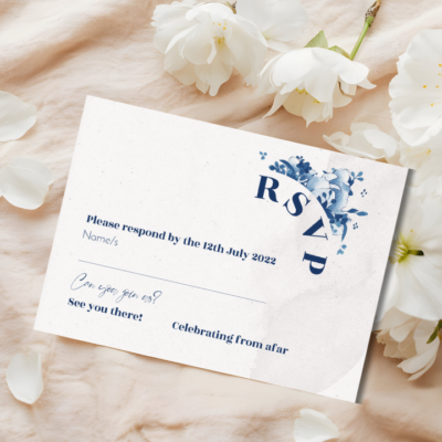 Elegant Delft blue rsvp mockup