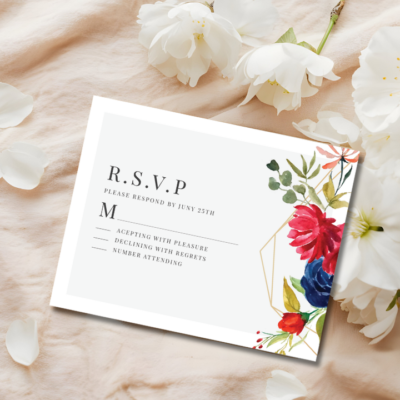 Romantic Floral Wedding RSVP card