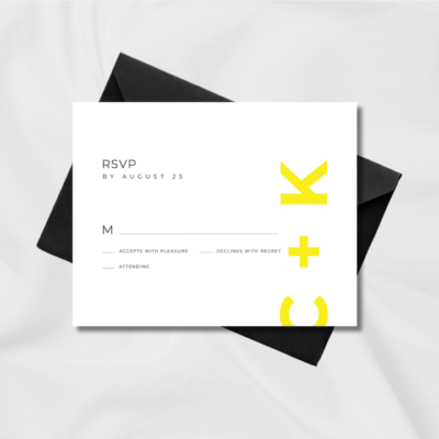 Black & Yellow theme wedding rsvp