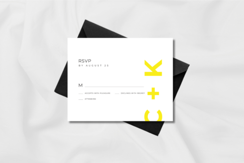 Black & Yellow theme wedding rsvp