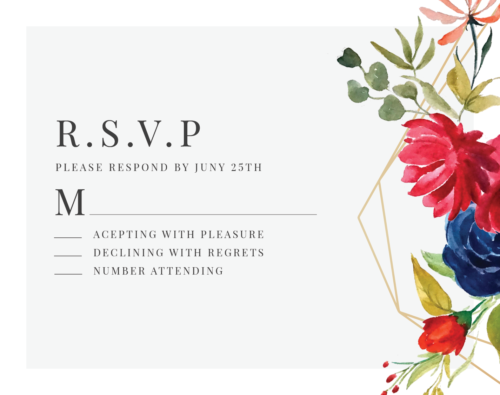 Romatic Floral Wedding RSVP Card