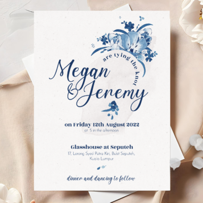 Elegant Delft blue Invite mockup