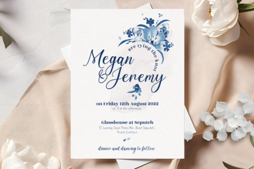 Elegant Delft blue Invite mockup