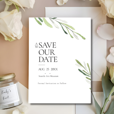 Green Foliage Save the date Mockup