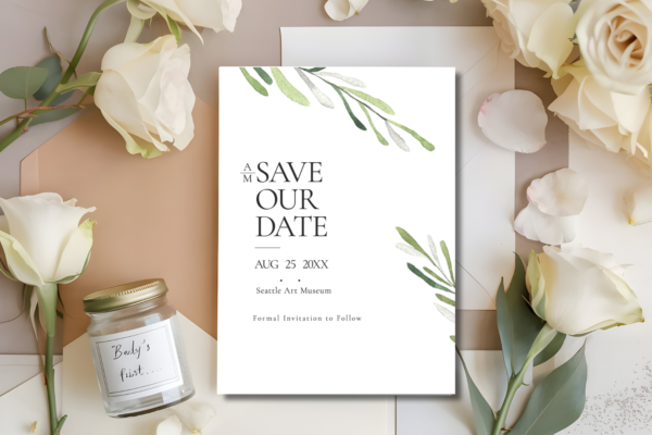 Green Foliage Save the date