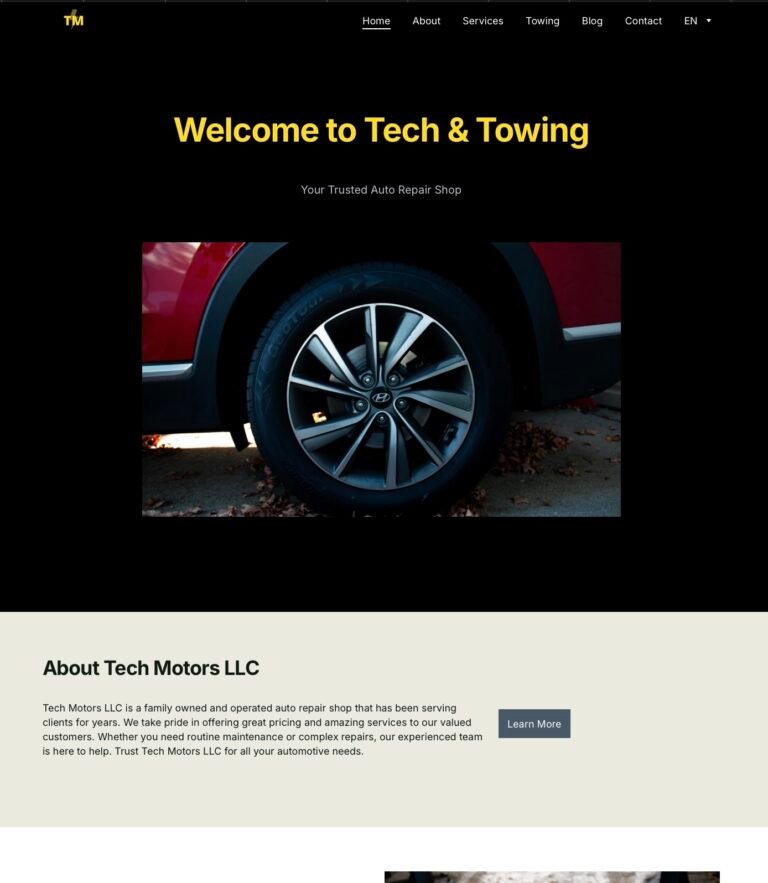 Tech Motors landing page