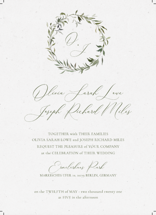 Watercolor Monogram Wedding Invitation