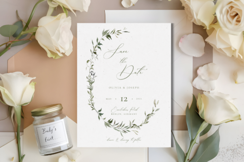 Watercolor Monogram Save the Date mockup