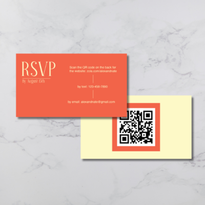 Modern and Bright Wedding RSVP with QR code mockup