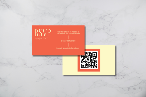 Modern and Bright Wedding RSVP with QR code mockup