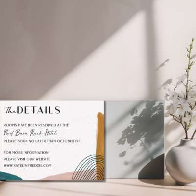 Abstract Watercolor Wedding Details Card Mockup