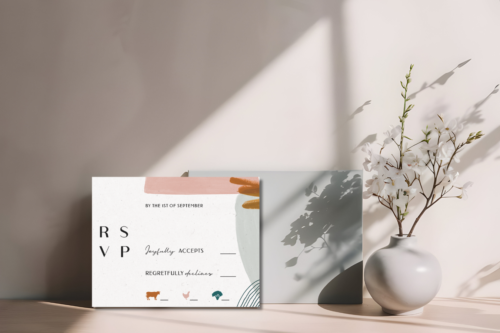 Abstract Watercolor Wedding RSVP Card