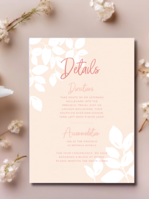 Blush Floral Wedding Details Card mockup